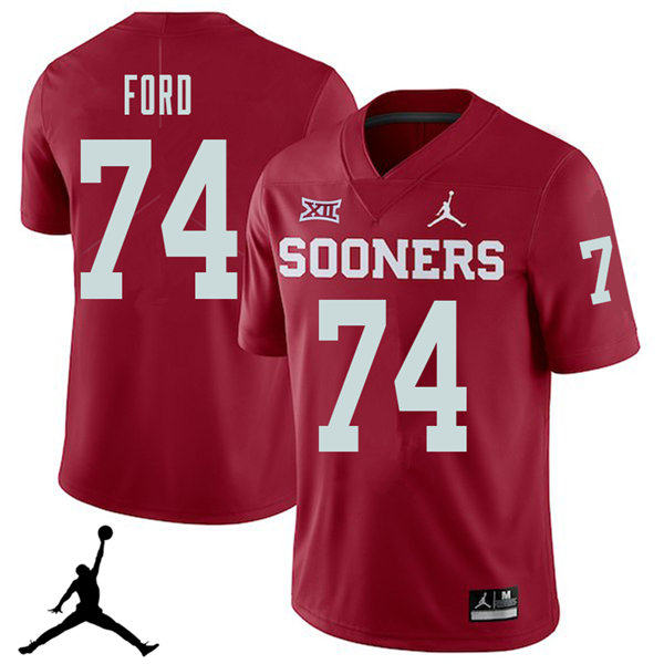 Jordan Brand Men #74 Cody Ford Oklahoma Sooners 2018 College Football Jerseys Sale-Crimson